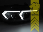 LED, mit LED Blinker, schwarz, nur passend für Fahrzeuge mit original XENON Scheinwerfern, LED Abblendlicht / LED Fernlicht, elektrisch verstellbar - Stellmotor integriert, Eintragungsfrei / mit E-Prüfzeichen, Eintragungsfrei / mit R87 Zulassung als Tagfahrlicht